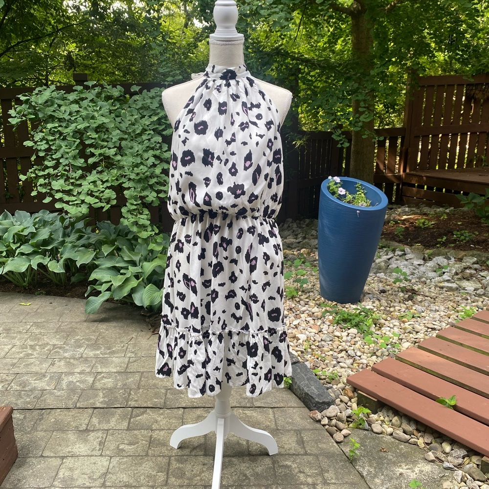 Beautiful high shoulder dress with sexy keyhole back